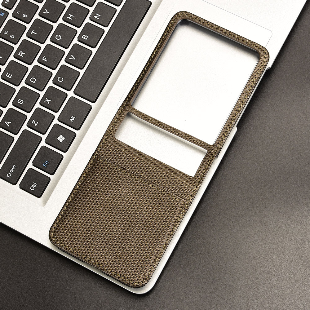 For Motorola Razr 50 Ultra 5G / Razr+ 2024 5G Case Card Holder PU Leather Phone Cover - Brown