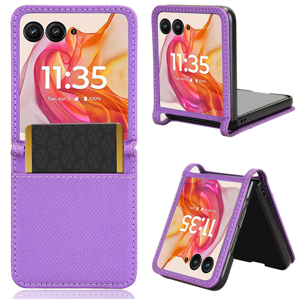 For Motorola Razr 50 Ultra 5G / Razr+ 2024 5G Case Card Holder PU Leather Phone Cover - Purple
