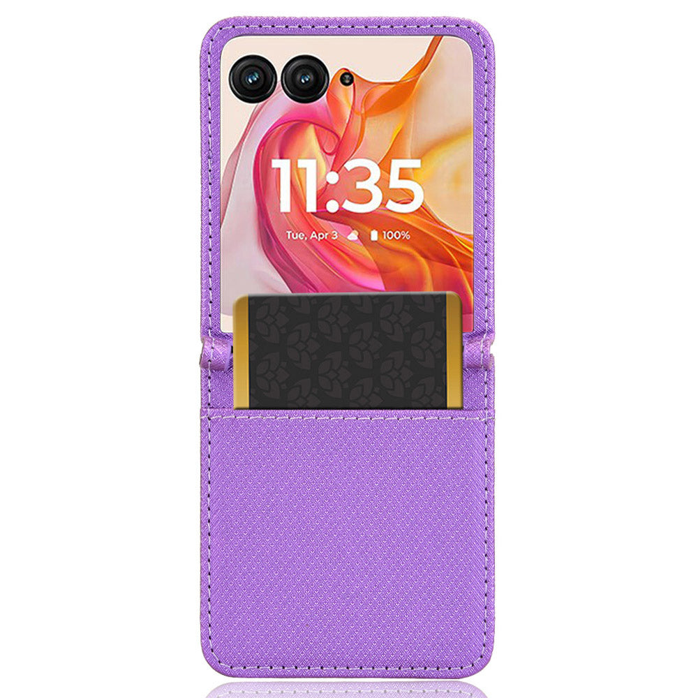 For Motorola Razr 50 Ultra 5G / Razr+ 2024 5G Case Card Holder PU Leather Phone Cover - Purple