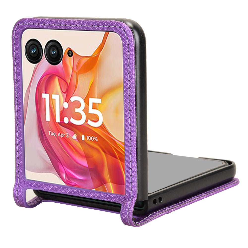 For Motorola Razr 50 Ultra 5G / Razr+ 2024 5G Case Card Holder PU Leather Phone Cover - Purple