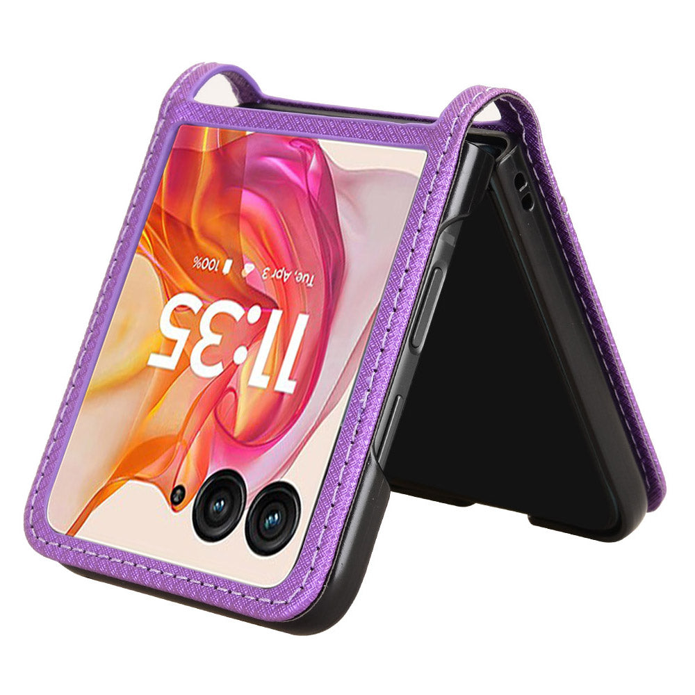 For Motorola Razr 50 Ultra 5G / Razr+ 2024 5G Case Card Holder PU Leather Phone Cover - Purple
