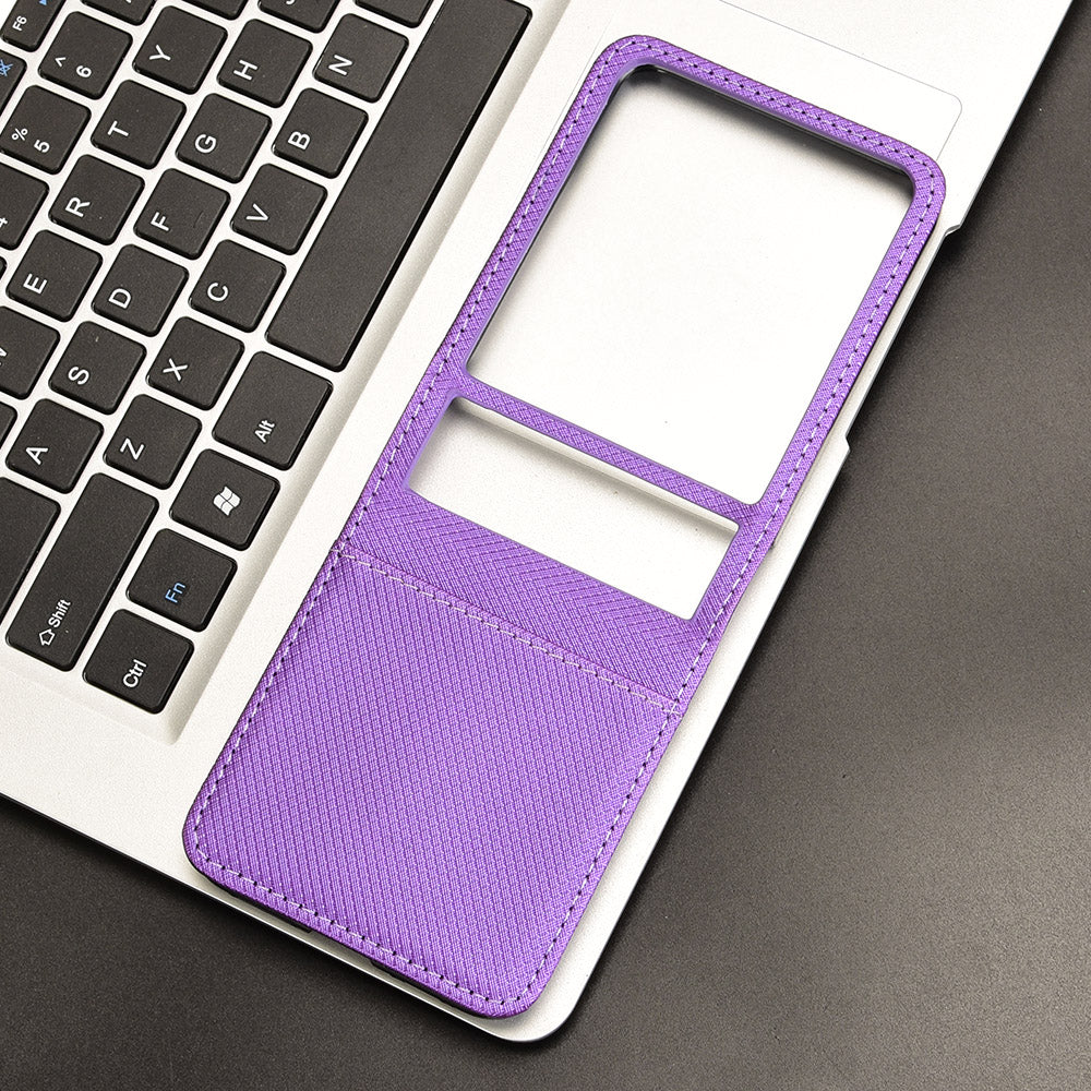 For Motorola Razr 50 Ultra 5G / Razr+ 2024 5G Case Card Holder PU Leather Phone Cover - Purple