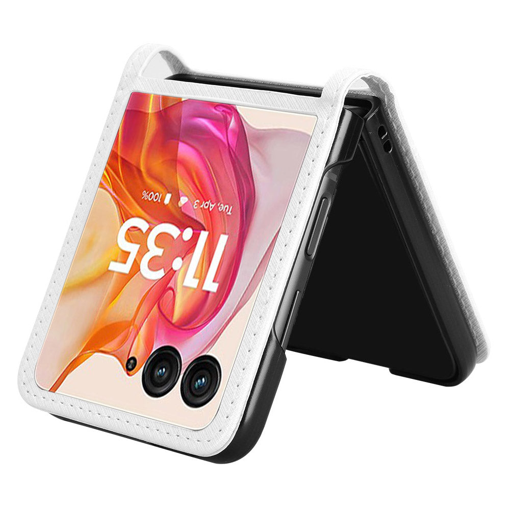For Motorola Razr 50 Ultra 5G / Razr+ 2024 5G Case Card Holder PU Leather Phone Cover - White
