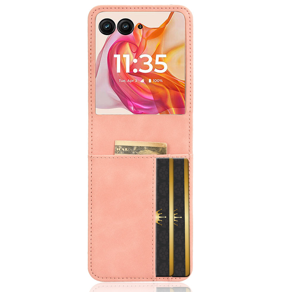 For Motorola Razr 50 Ultra 5G / Razr+ 2024 5G Case Card Slot Leather+PC Phone Cover Separable Design - Pink