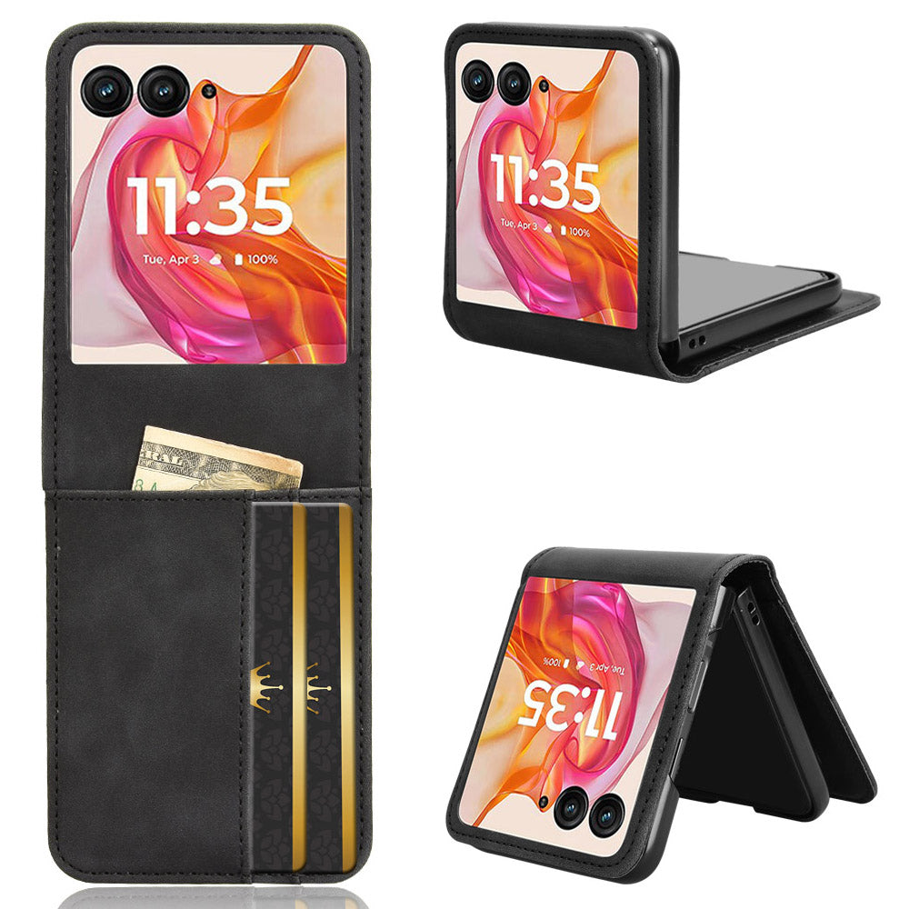 For Motorola Razr 50 Ultra 5G / Razr+ 2024 5G Case Card Slot Leather+PC Phone Cover Separable Design - Black