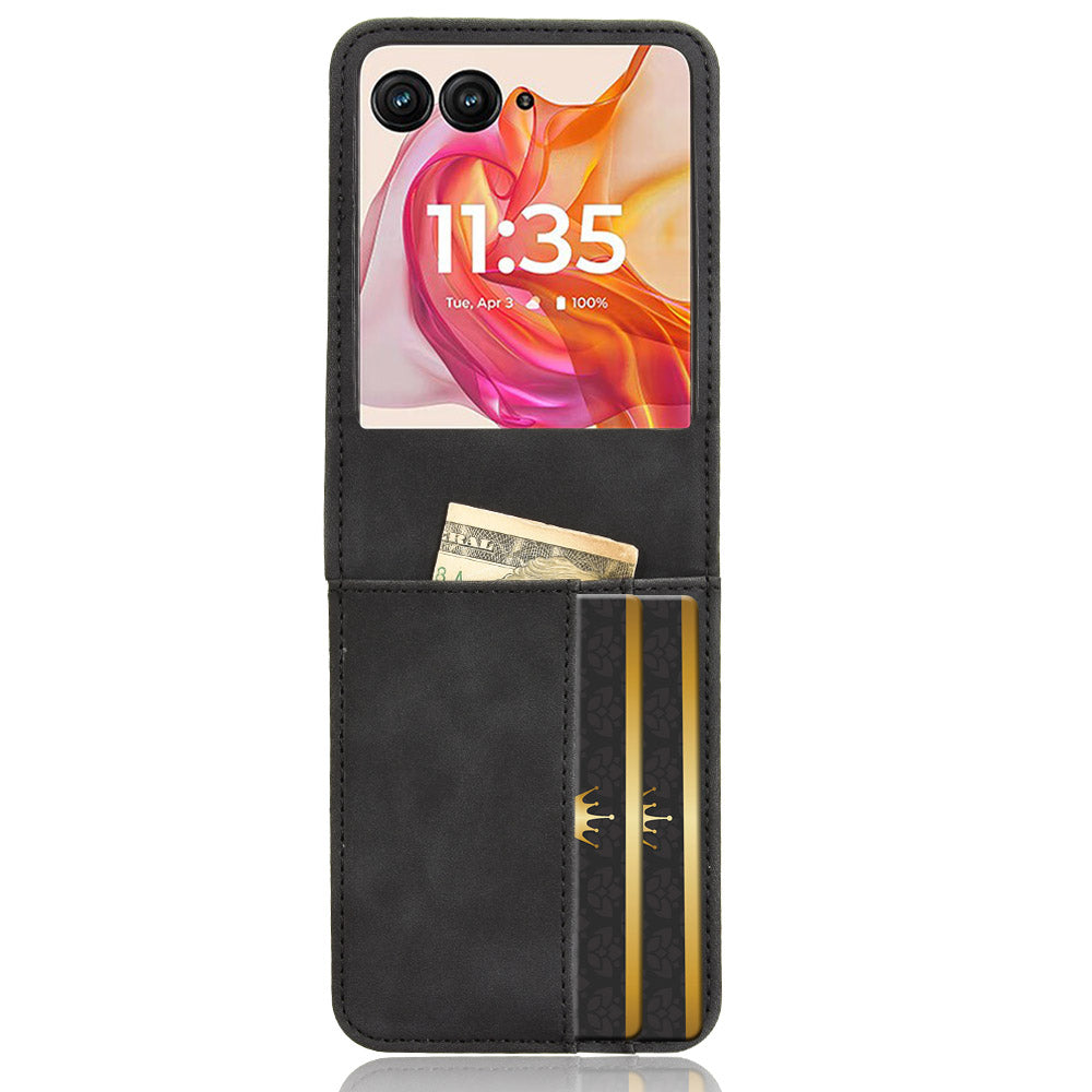 For Motorola Razr 50 Ultra 5G / Razr+ 2024 5G Case Card Slot Leather+PC Phone Cover Separable Design - Black