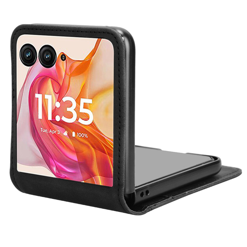 For Motorola Razr 50 Ultra 5G / Razr+ 2024 5G Case Card Slot Leather+PC Phone Cover Separable Design - Black