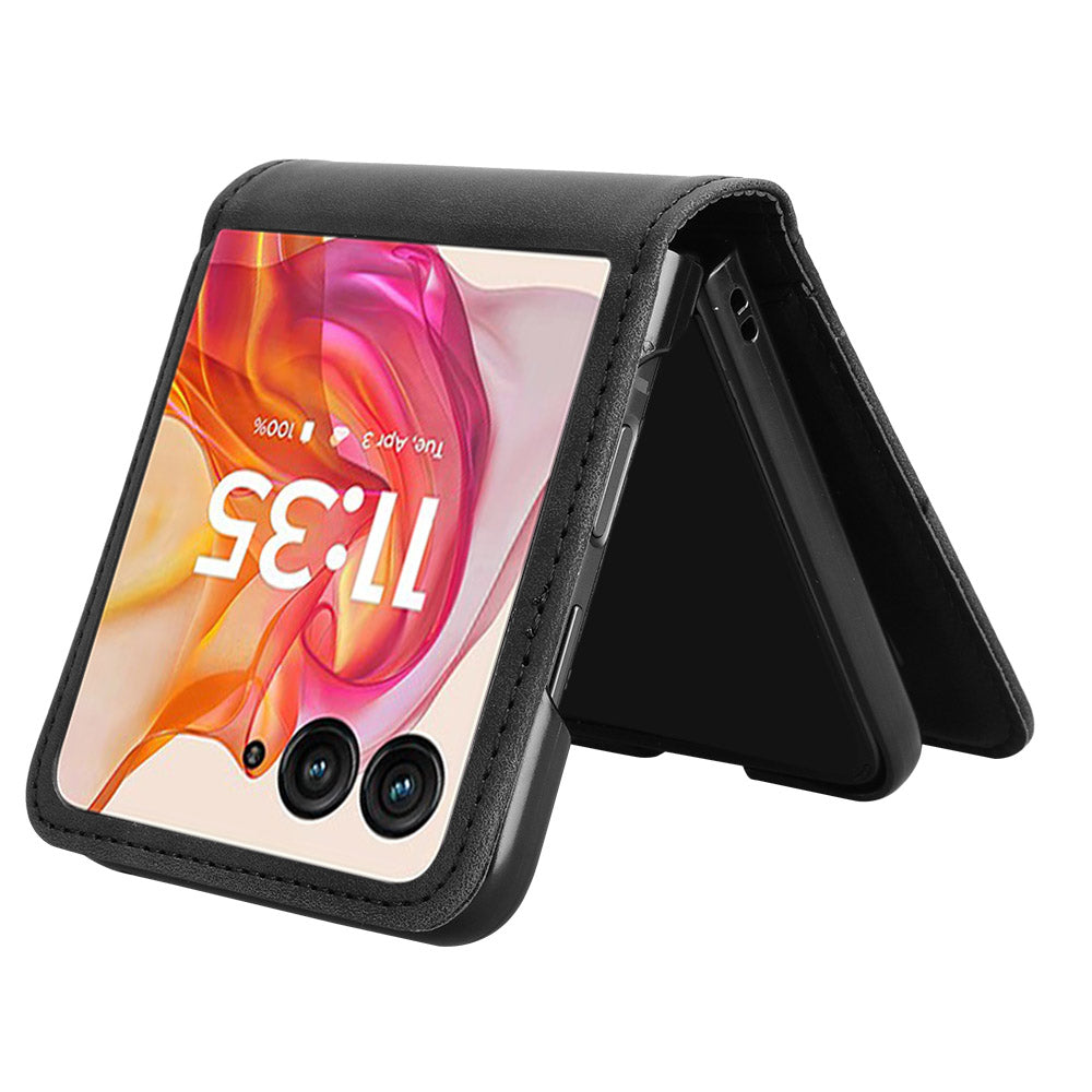 For Motorola Razr 50 Ultra 5G / Razr+ 2024 5G Case Card Slot Leather+PC Phone Cover Separable Design - Black