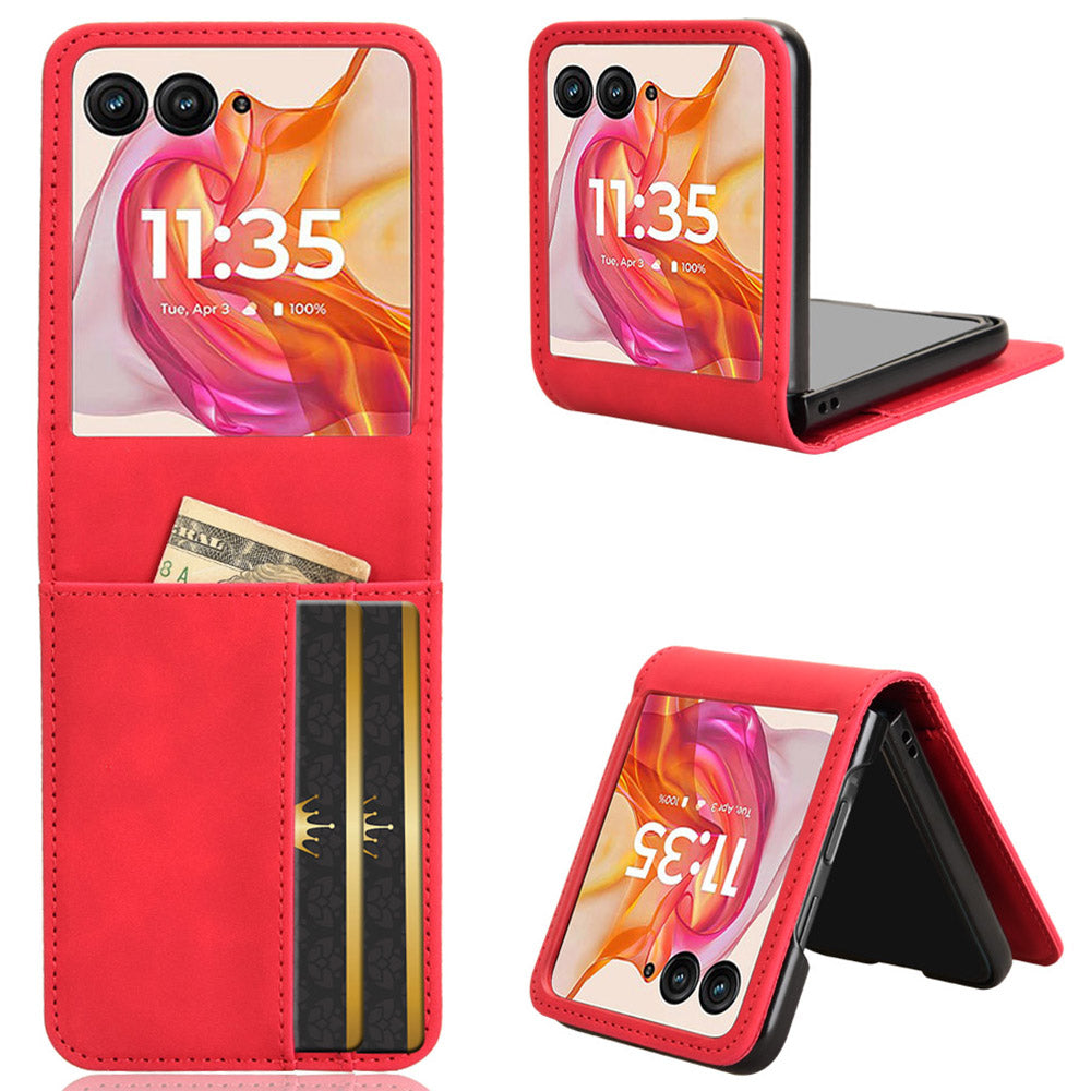 For Motorola Razr 50 Ultra 5G / Razr+ 2024 5G Case Card Slot Leather+PC Phone Cover Separable Design - Red