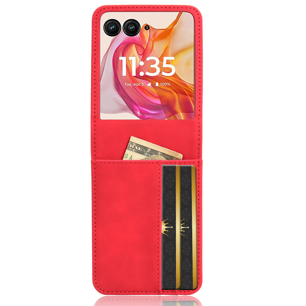 For Motorola Razr 50 Ultra 5G / Razr+ 2024 5G Case Card Slot Leather+PC Phone Cover Separable Design - Red