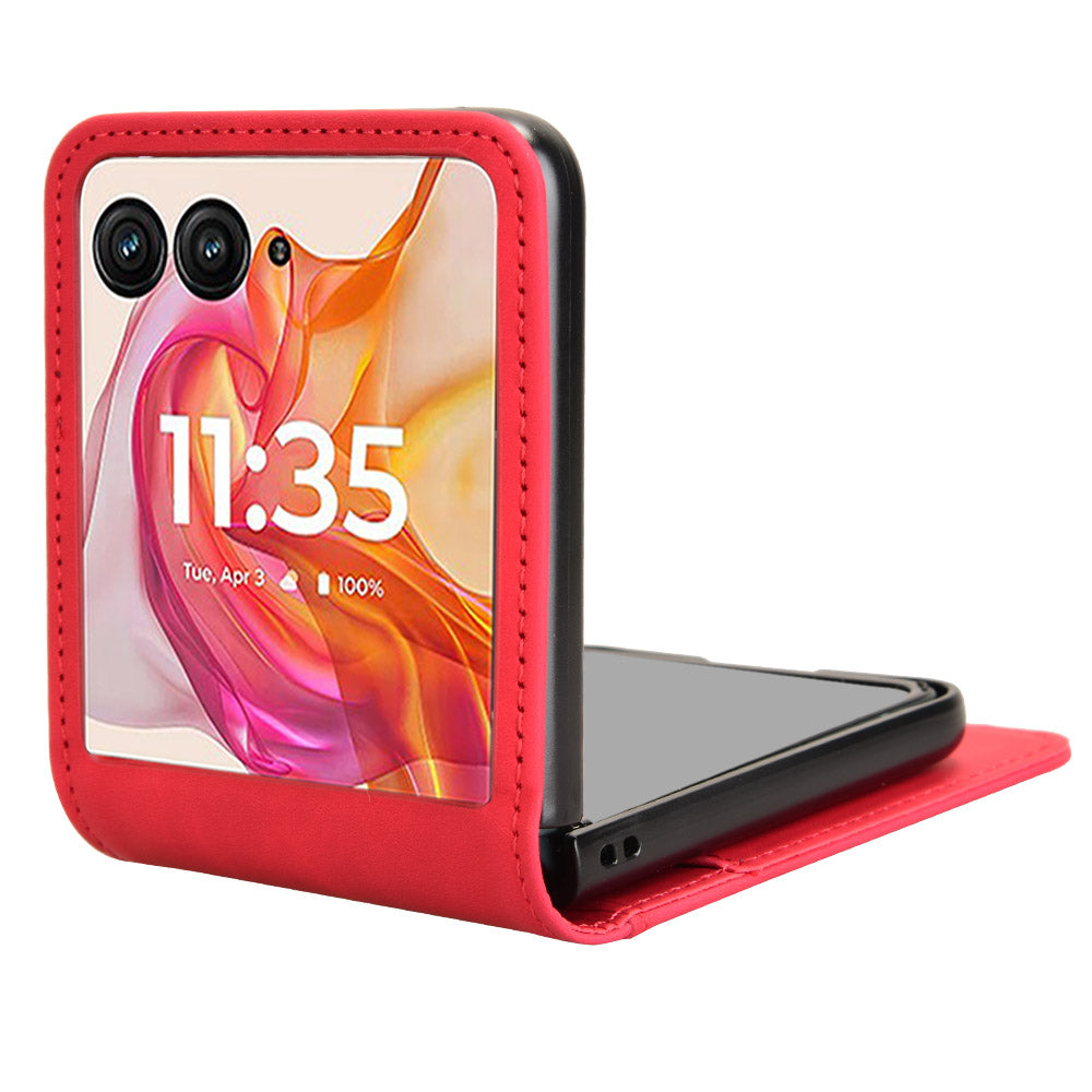 For Motorola Razr 50 Ultra 5G / Razr+ 2024 5G Case Card Slot Leather+PC Phone Cover Separable Design - Red