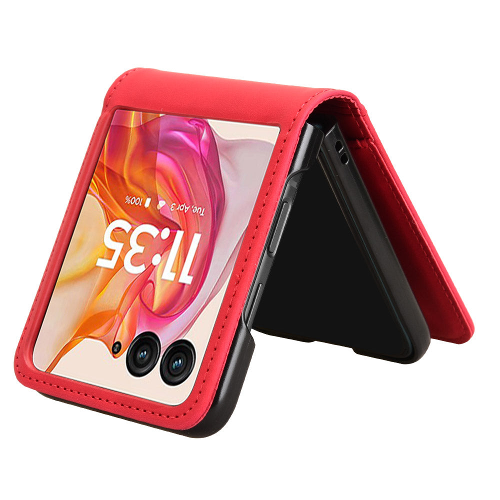 For Motorola Razr 50 Ultra 5G / Razr+ 2024 5G Case Card Slot Leather+PC Phone Cover Separable Design - Red