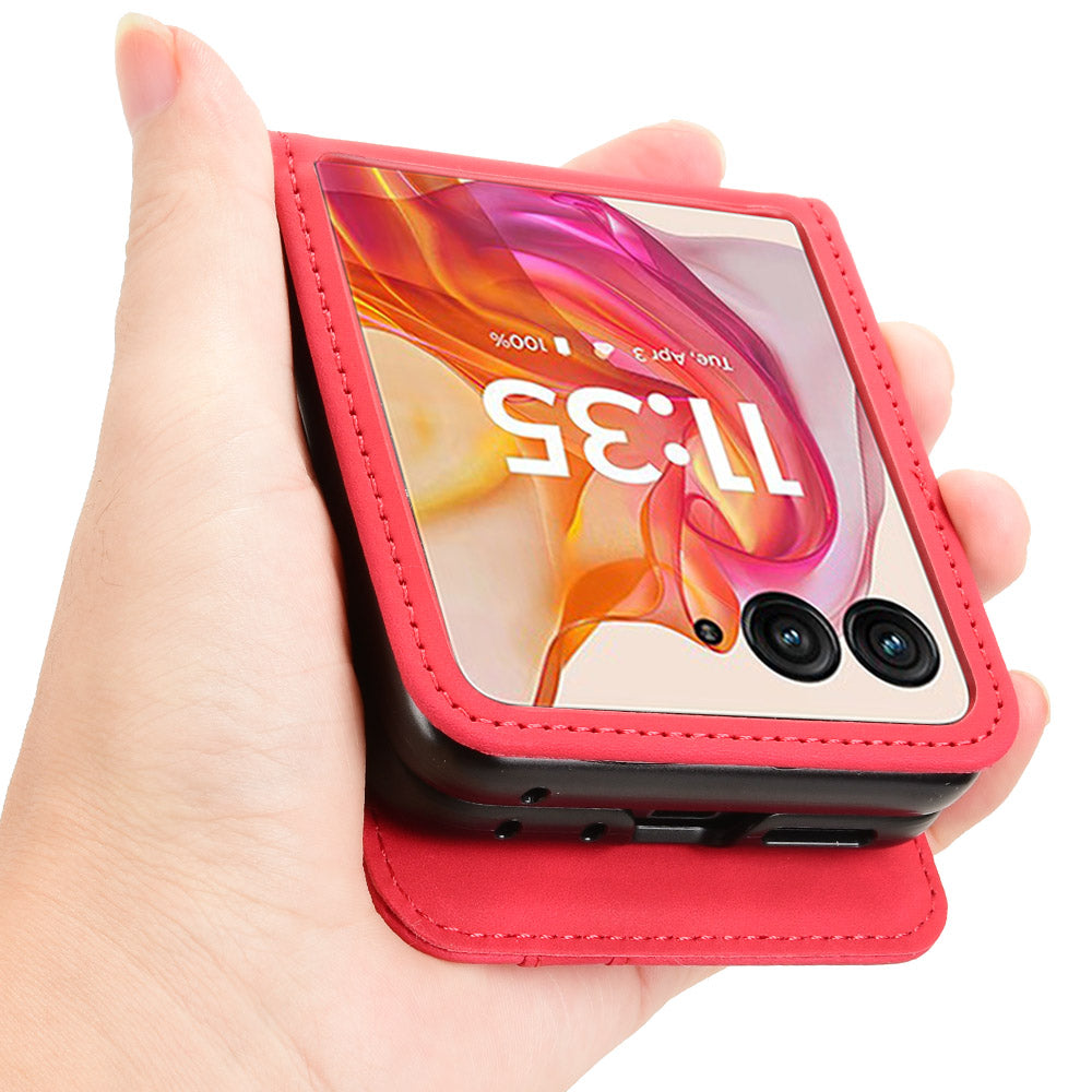For Motorola Razr 50 Ultra 5G / Razr+ 2024 5G Case Card Slot Leather+PC Phone Cover Separable Design - Red