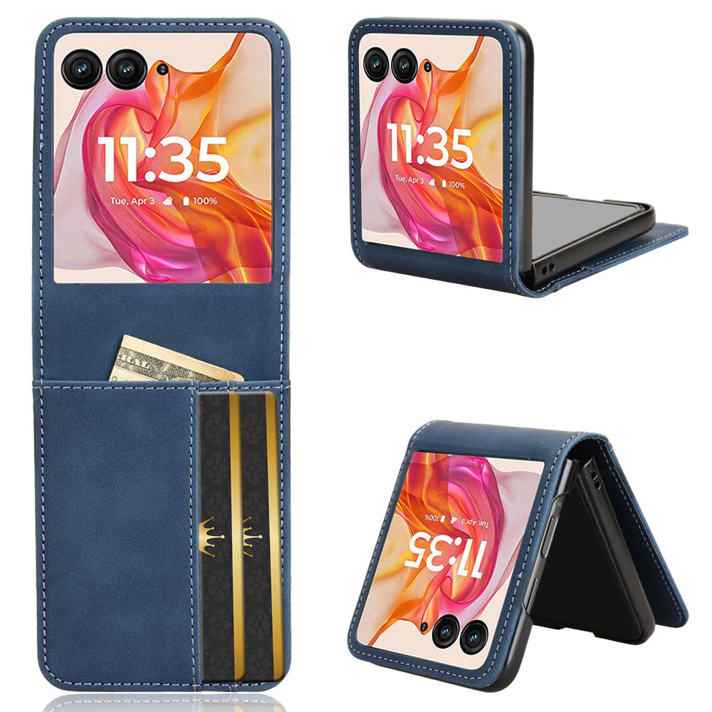 For Motorola Razr 50 Ultra 5G / Razr+ 2024 5G Case Card Slot Leather+PC Phone Cover Separable Design - Blue
