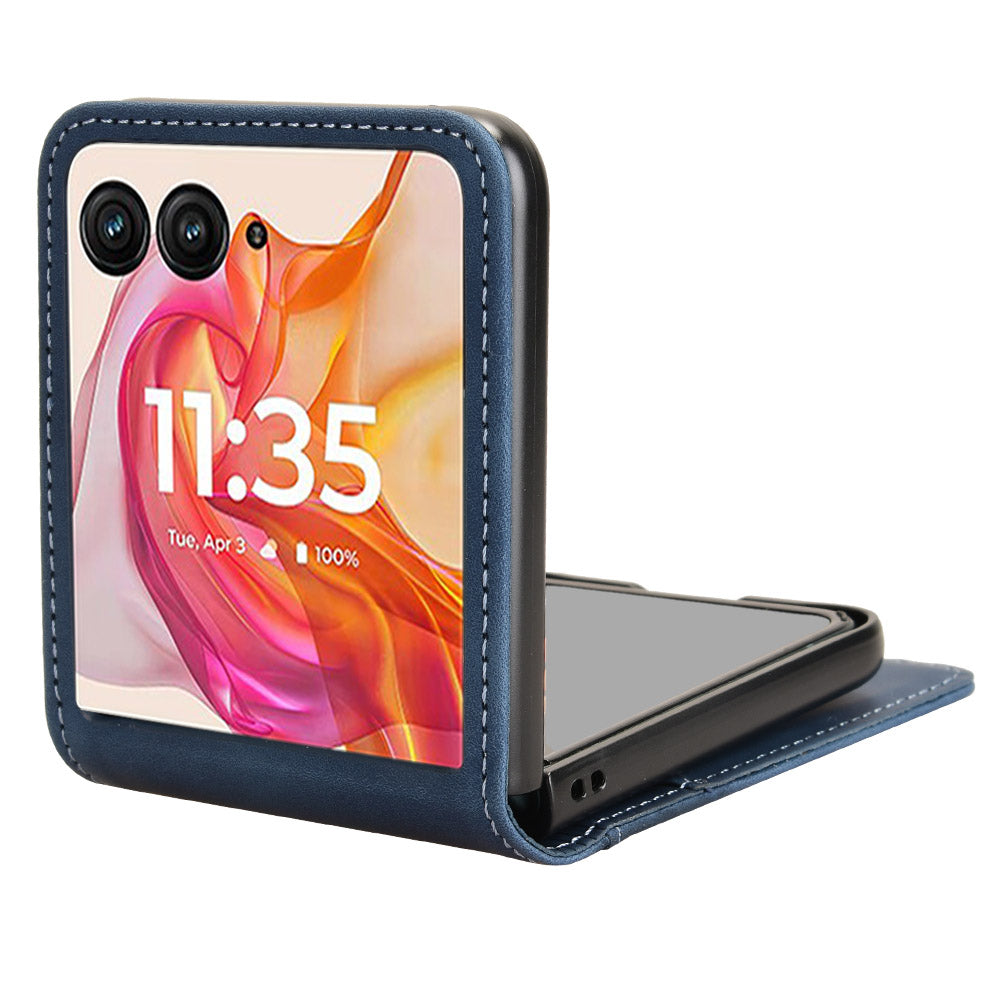 For Motorola Razr 50 Ultra 5G / Razr+ 2024 5G Case Card Slot Leather+PC Phone Cover Separable Design - Blue