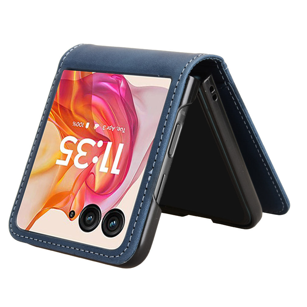 For Motorola Razr 50 Ultra 5G / Razr+ 2024 5G Case Card Slot Leather+PC Phone Cover Separable Design - Blue