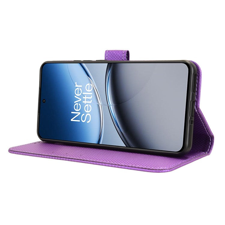 For OnePlus Nord 4 5G Phone Stand Case Diamond Texture PU Leather Cover Wallet - Purple