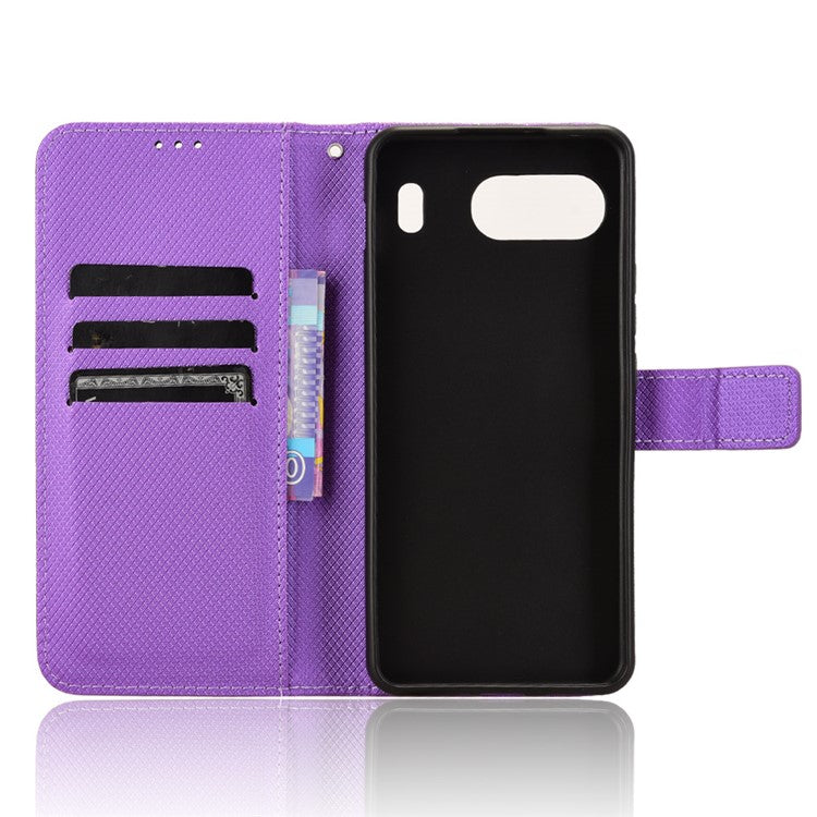 For OnePlus Nord 4 5G Phone Stand Case Diamond Texture PU Leather Cover Wallet - Purple