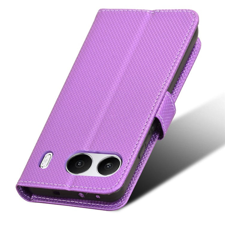 For OnePlus Nord 4 5G Phone Stand Case Diamond Texture PU Leather Cover Wallet - Purple