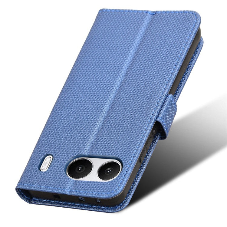 For OnePlus Nord 4 5G Phone Stand Case Diamond Texture PU Leather Cover Wallet - Blue