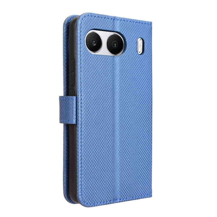 For OnePlus Nord 4 5G Phone Stand Case Diamond Texture PU Leather Cover Wallet - Blue