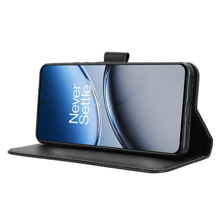 For OnePlus Nord 4 5G Phone Stand Case Diamond Texture PU Leather Cover Wallet - Black