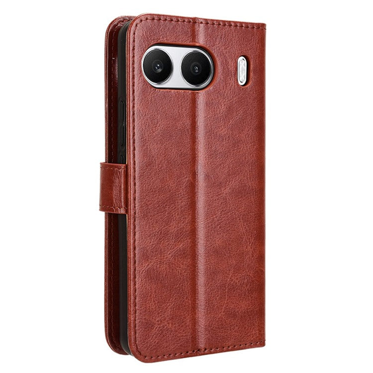 For OnePlus Nord 4 Case Crazy Horse Texture PU Leather Phone Wallet Cover - Brown