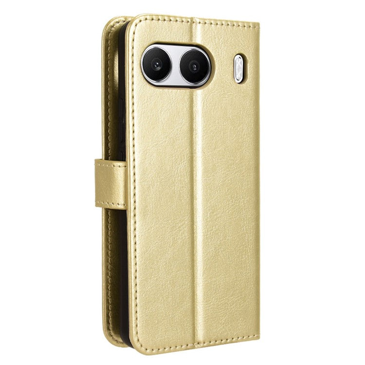 For OnePlus Nord 4 Case Crazy Horse Texture PU Leather Phone Wallet Cover - Gold