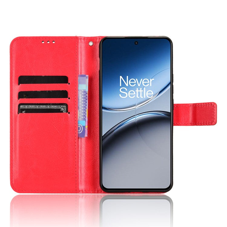 For OnePlus Nord 4 Case Crazy Horse Texture PU Leather Phone Wallet Cover - Red