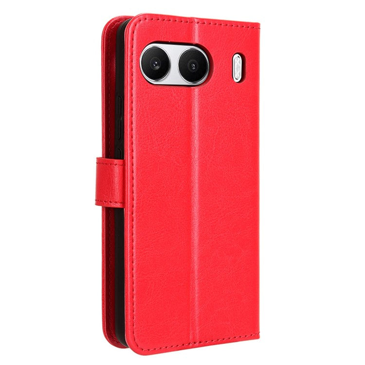 For OnePlus Nord 4 Case Crazy Horse Texture PU Leather Phone Wallet Cover - Red