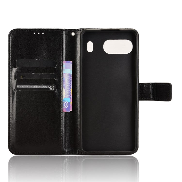 For OnePlus Nord 4 Case Crazy Horse Texture PU Leather Phone Wallet Cover - Black