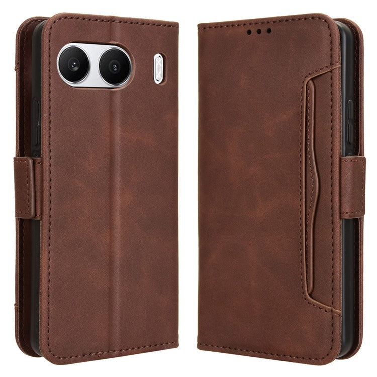 For OnePlus Nord 4 Case PU Leather Phone Cover with Wallet Multiple Card Slots - Brown