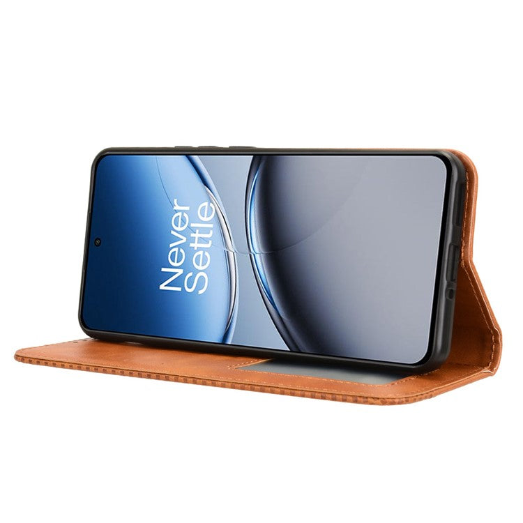 For OnePlus Nord 4 Leather Case Wallet Stand Retro Texture Phone Cover - Brown