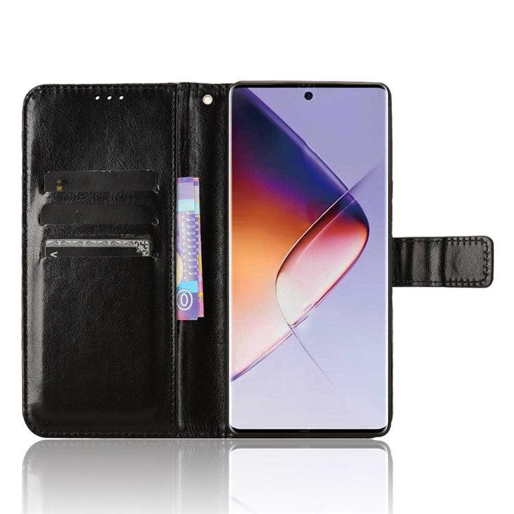 For Infinix Note 40 5G X6852 Case PU Leather Crazy Horse Texture Phone Cover with Wallet - Black