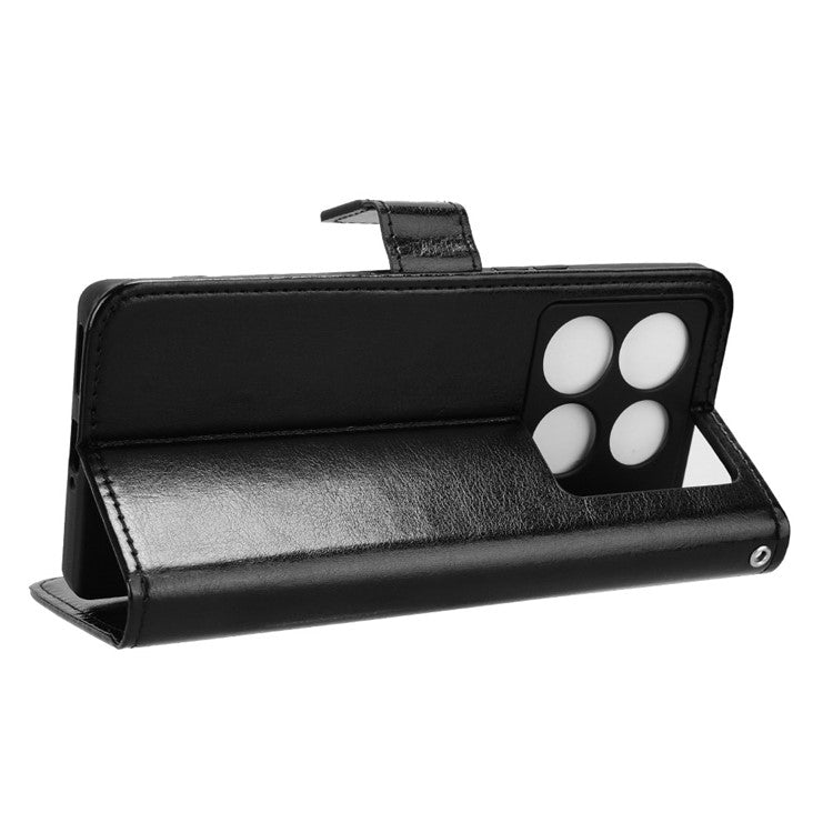 For Infinix Note 40 5G X6852 Case PU Leather Crazy Horse Texture Phone Cover with Wallet - Black