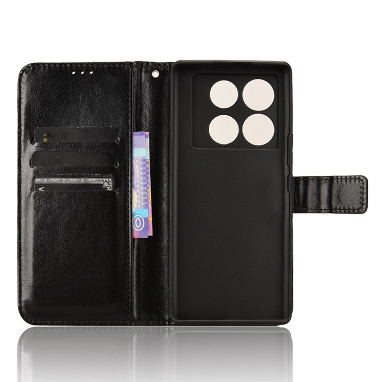 For Infinix Note 40 5G X6852 Case PU Leather Crazy Horse Texture Phone Cover with Wallet - Black