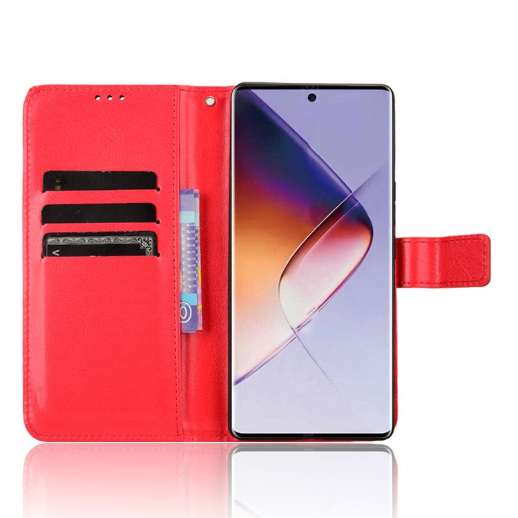 For Infinix Note 40 5G X6852 Case PU Leather Crazy Horse Texture Phone Cover with Wallet - Red