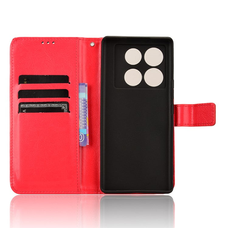 For Infinix Note 40 5G X6852 Case PU Leather Crazy Horse Texture Phone Cover with Wallet - Red