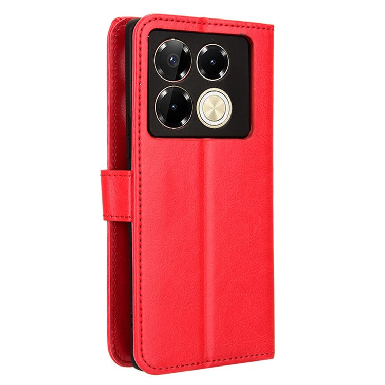 For Infinix Note 40 5G X6852 Case PU Leather Crazy Horse Texture Phone Cover with Wallet - Red