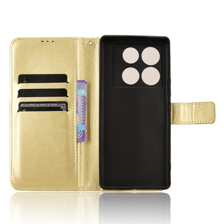 For Infinix Note 40 5G X6852 Case PU Leather Crazy Horse Texture Phone Cover with Wallet - Gold