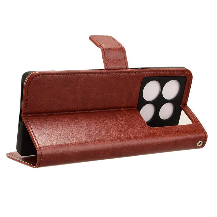 For Infinix Note 40 5G X6852 Case PU Leather Crazy Horse Texture Phone Cover with Wallet - Brown