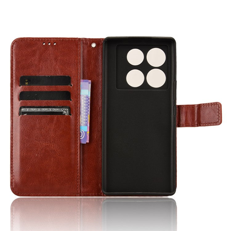 For Infinix Note 40 5G X6852 Case PU Leather Crazy Horse Texture Phone Cover with Wallet - Brown
