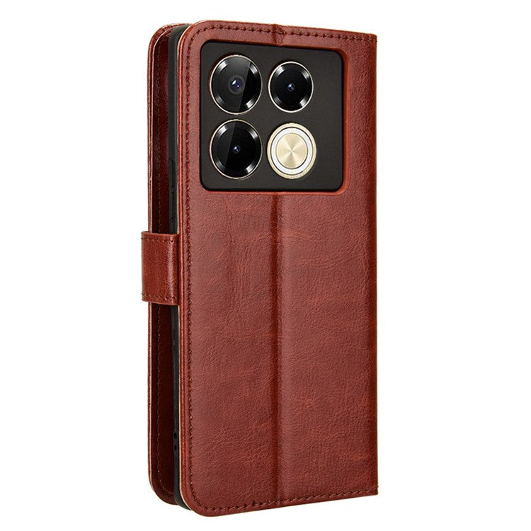 For Infinix Note 40 5G X6852 Case PU Leather Crazy Horse Texture Phone Cover with Wallet - Brown