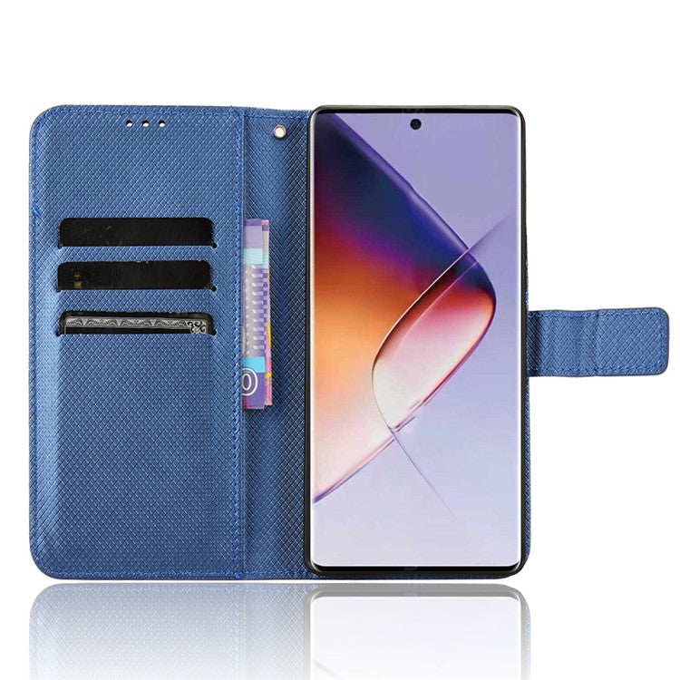 For Infinix Note 40 5G / X6852 Phone Stand Case Diamond Texture PU Leather Cover Wallet - Blue