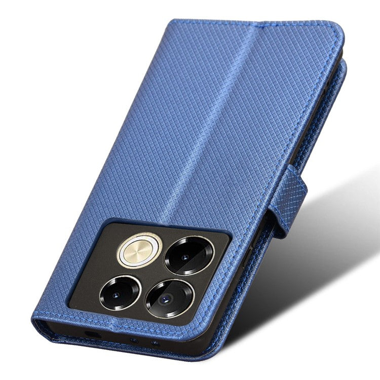For Infinix Note 40 5G / X6852 Phone Stand Case Diamond Texture PU Leather Cover Wallet - Blue