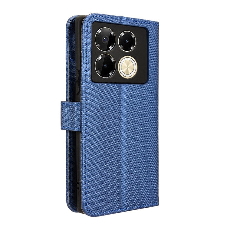For Infinix Note 40 5G / X6852 Phone Stand Case Diamond Texture PU Leather Cover Wallet - Blue