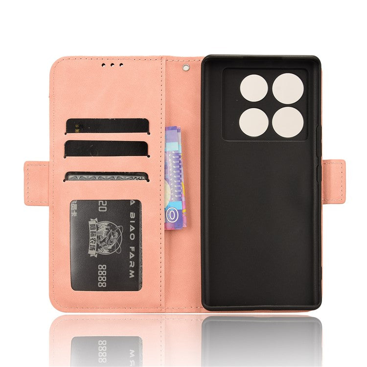 For Infinix Note 40 5G X6852 Case Multiple Card Slots Leather Phone Cover Stand View - Pink