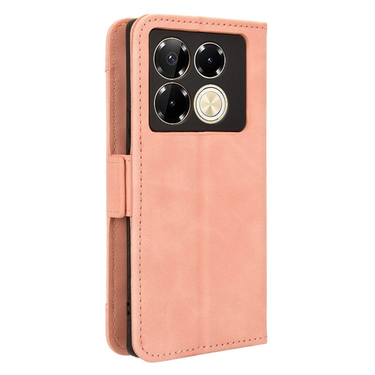 For Infinix Note 40 5G X6852 Case Multiple Card Slots Leather Phone Cover Stand View - Pink