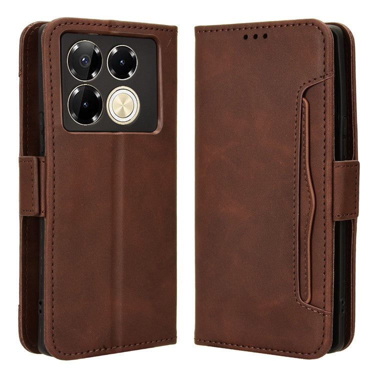 For Infinix Note 40 5G X6852 Case Multiple Card Slots Leather Phone Cover Stand View - Brown