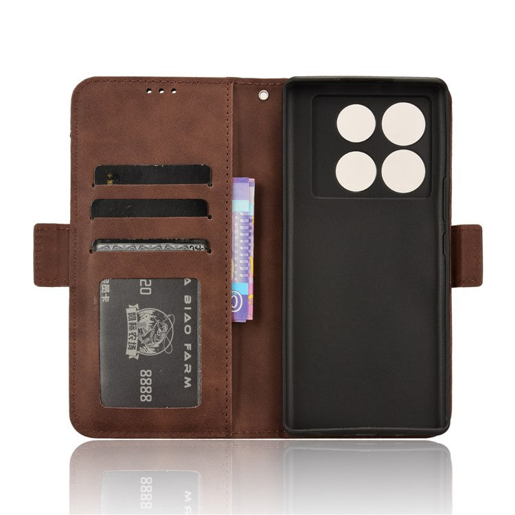 For Infinix Note 40 5G X6852 Case Multiple Card Slots Leather Phone Cover Stand View - Brown